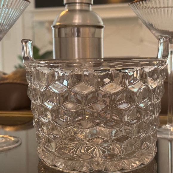 Vtg Fostoria American Clear Ice Bucket With Tab Handles - Picture 3 of 6